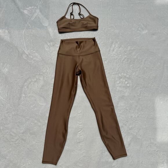 Alo Yoga Airlift Intrigue Bra 7/8 High-Waist Airlift Legging Toasted Almond XS - Picture 4 of 16